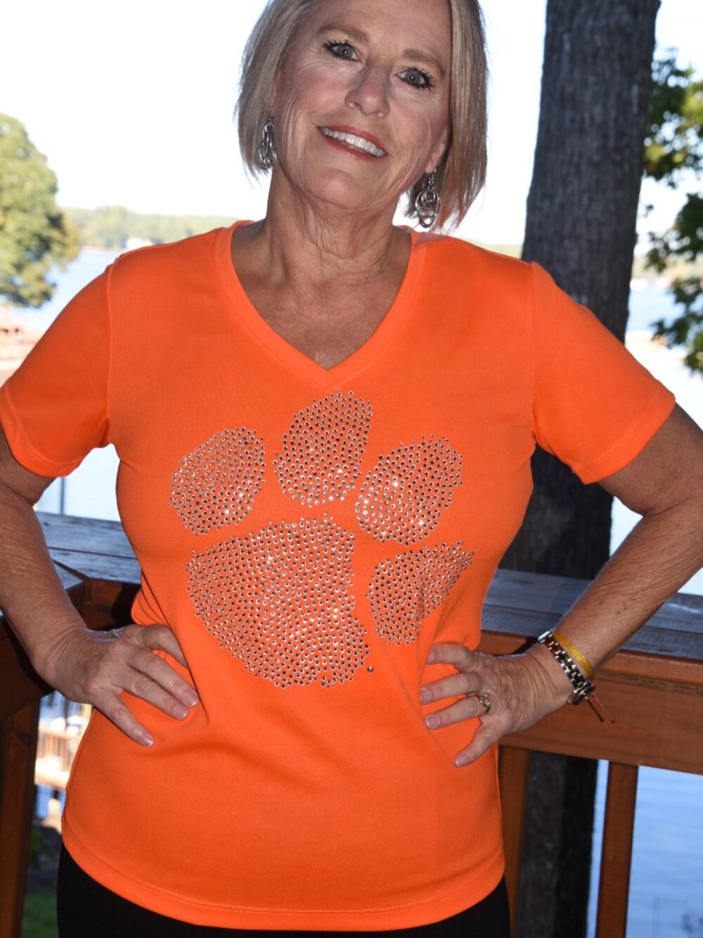 Clemson Tigers orange short sleeved Vneck shirt sizes XS S M L XL XXL 3X 4X
